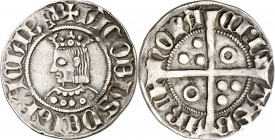 Jaume II (1291-1327). Barcelona. Croat. (Cru.V.S. 337.1) (Cru.C.G. 2154a). A y U góticas. 3,16 g. MBC.
