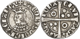 Jaume II (1291-1327). Barcelona. Croat. (Cru.V.S. 337.4) (Cru.C.G. 2154e). A y U latinas. 3,07 g. MBC.