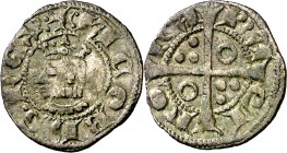 Jaume II (1291-1327). Barcelona. Diner. (Cru.V.S. 344.1) (Cru.C.G. 2160a). A y U góticas. Buen ejemplar. Escasa así. 0,85 g. MBC+.