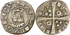 Jaume II (1291-1327). Barcelona. Diner. (Cru.V.S. 346.1) (Cru.C.G. 2161a). A y U latinas. 1,01 g. MBC.