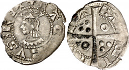 Jaume II (1291-1327). Barcelona. Diner. (Cru.V.S. 347.1, mismo ejemplar) (Cru.C.G. 2163a, mismo ejemplar). A y U latinas. Atractiva. Ex Colección Crus...