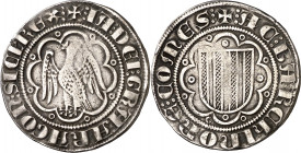 Jaume II (1291-1327). Sicília. Pirral. (Cru.V.S. 358.1) (Cru.C.G. 2176a) (MIR. 179). Rayitas. 3,16 g. MBC-.