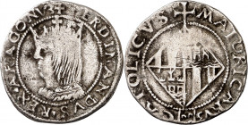 Ferran II (1479-1516). Mallorca. Ral. (Cru.V.S. 1182 var) (Cru.C.G. 3097b). Letras latinas. Busto muy parecido al del ducado Cru.C.G. 3091. Ex Áureo 1...
