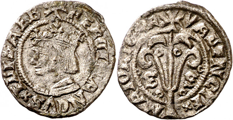 Ferran II (1479-1516). València. Diner. (Cru.V.S. 1215 var) (Cru.C.G. 3126 var)....