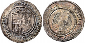 Ferran II (1479-1516). Sicília. Tarí. (Cru.V.S. 1239 var) (Cru.C.G. 3146 var) (MIR. 245.2). Sin armas catalanas. La V de FERDINANDVS en anverso acuñad...