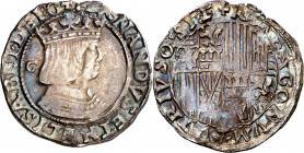 Ferran II (1479-1516). Nàpols. Carlí. (Cru.V.S. 1289) (Cru.C.G. 3189) (V.Q. 6723, mismo ejemplar) (MIR. 116.1). Defecto de cospel. Preciosa pátina. Ex...