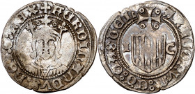 Ferran II (1479-1516). Zaragoza. Medio real. (Cru.V.S. 1305) (Cru.C.G. 3205) (V.Q. 6332, mismo ejemplar). Ex Áureo & Calicó 04/12/2013, nº 1541. Escas...