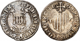 Ferran II (1479-1516). Zaragoza. Medio real. (Cru.V.S. 1305.1) (Cru.C.G. 3205a) (V.Q. 6333, mismo ejemplar). Acuñación floja en parte. Ex Colección Ra...