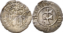 Ferran II (1479-1516). Zaragoza. Dinero jaqués. (Cru.V.S. 1308 falta var) (Cru.C.G. 3208f). Ex Áureo 25/04/1989, nº 121. Rarísima, sólo conocemos otro...