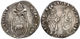 s/d. Papa Calixto III (1455-1458) (el valenciano Alfons de Borja). Roma. Rosa (Francisco Mariani). Gros. (Cru.Co 78) (Muntoni 10). Rara. AR. 3,63 g. M...