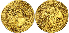 s/d. Papa Alejandro VI (1492-1503) (el valenciano Roderic de Borja). Bolonia. 1 ducat papal. (Cru.Co. 91, no contempla las variantes de escudo) (Munto...