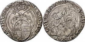 s/d. Papa Alejandro VI (1492-1503) (el valenciano Roderic de Borja). Roma. Doble gros. (Cru.Co. 94 var) (Muntoni 15 var). Recortada. Muy rara. AR. 4,8...
