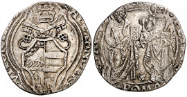 s/d. Papa Alejandro VI (1492-1503) (el valenciano Roderic de Borja). Roma. Rosa (Pier Paolo della Zecca). Gros. (Cru.Co. 95) (Muntoni 16). Algo recort...