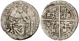 s/d. Papa Alejandro VI (1492-1503) (el valenciano Roderic de Borja). Avinyó. Mig gros (carlino). (Cru.Co. 99) (Muntoni 29). Rara. AR. 1,69 g. MBC-.