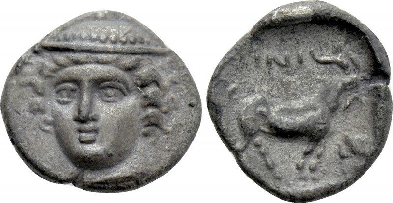THRACE. Ainos. Diobol (Circa 405/4-400/399 BC). 

Obv: Head of Hermes facing s...