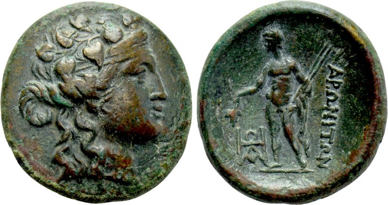 THRACE. Maroneia. Ae (1st century BC). 

Obv: Head of Dionysos right, wearing ...