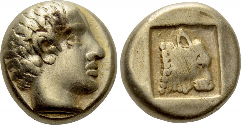 LESBOS. Mytilene. EL Hekte (Circa 454-428/7 BC). 

Obv: Bare male head right....