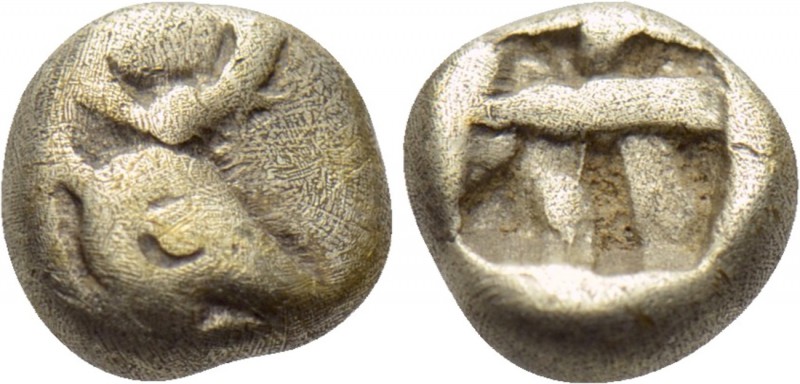 IONIA. Ephesos. Phanes (Circa 625-600 BC). EL 1/48 Stater. 

Obv: Head of stag...
