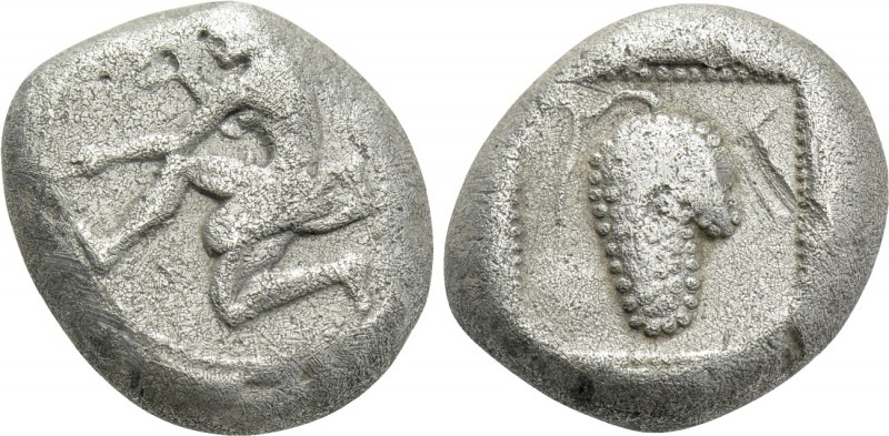 CILICIA. Soloi. Stater (Circa 465-350 BC). 

Obv: Amazon kneeling left, holdin...