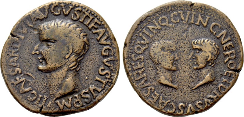 SPAIN. Carthago Nova. Tiberius with Nero and Drusus as Caesares (14-27). Ae As. ...