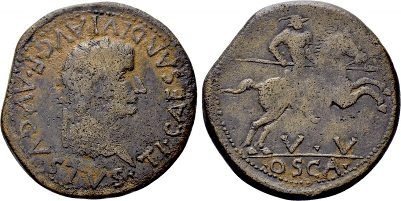 SPAIN. Terraconensis. Osca. Tiberius (14-37). Ae. 

Obv: TI CAESAR DIVI AVG F ...