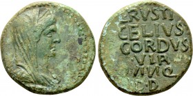 MACEDON. Dium. Pseudo-autonomous. Time of Tiberius (14-37). Ae As. L. Rusticelius Cordus, duovir quinquennalis.