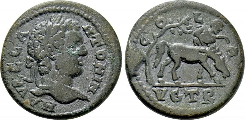 TROAS. Alexandria. Caracalla (198-217). Ae As. 

Obv: M AVREL ANTONIN. 
Laure...