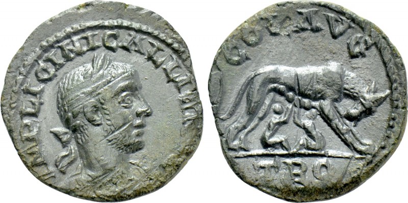 TROAS. Alexandria. Gallienus (253-268). Ae As. 

Obv: IMP LICINI GALLIEN[...]....