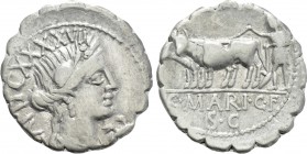 C. MARIUS C.F. CAPITO. Serrate Denarius (81 BC). Rome.