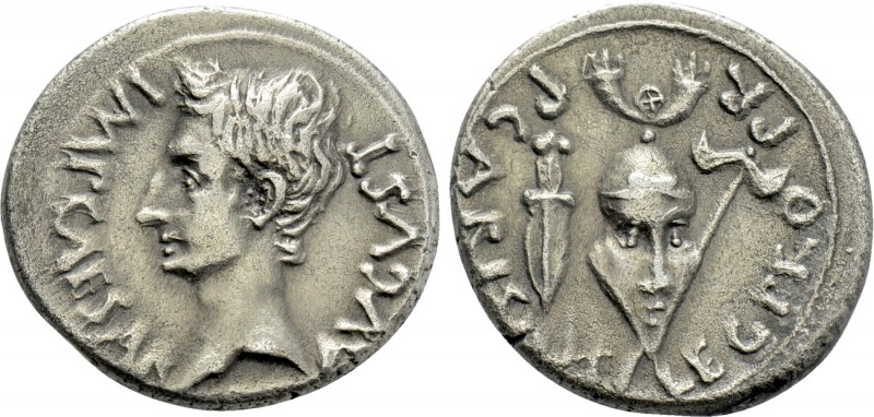 AUGUSTUS (27 BC-14 AD). Denarius. Emerita. P. Carisius, legatus pro praetore.
...