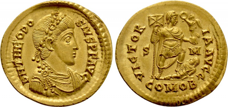 THEODOSIUS I (379-395). GOLD Solidus. Uncertain military mint.

Obv: D N THEOD...