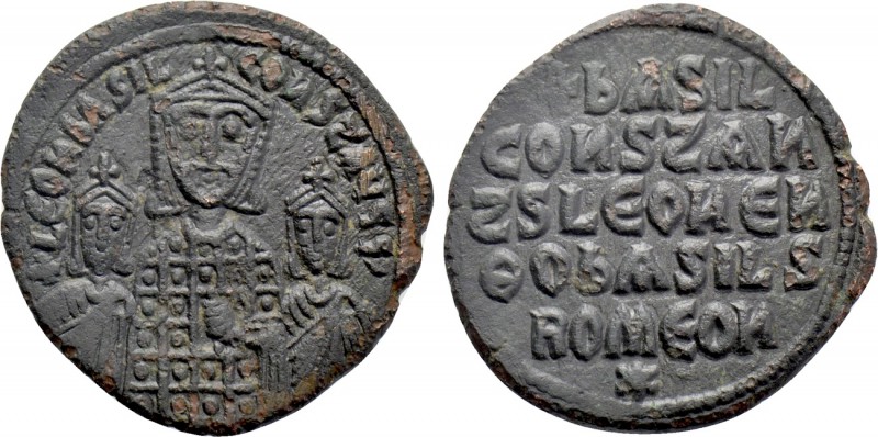 BASIL I THE MACEDONIAN with LEO VI and CONSTANTINE (867-886). Follis. Constantin...