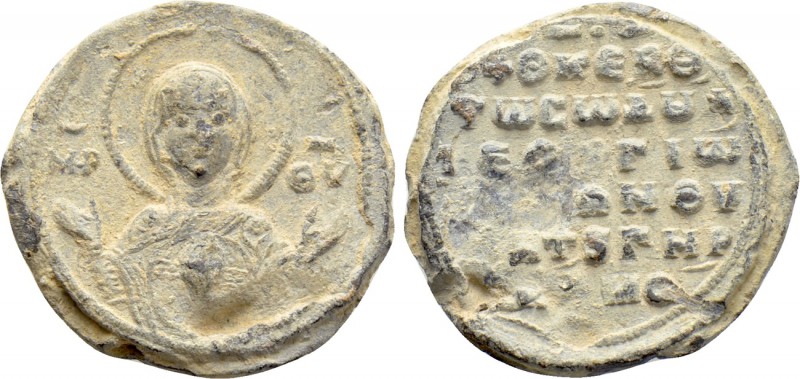 BYZANTINE LEAD SEALS. Georgios (11th-12th centuries). 

Obv: MHP - ΘV. 
Facin...