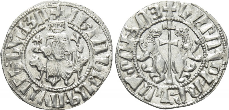 ARMENIA. Levon I (1198-1219). Tram.

Obv: Levon seated facing on leonine thron...