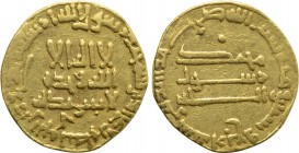 ISLAMIC. 'Abbasid Caliphate. Time of al-Rashid (AH 170-193 / 786-809 AD). GOLD Dinar. Dated AH 184 (800 AD). Pellet in upper field on reverse.