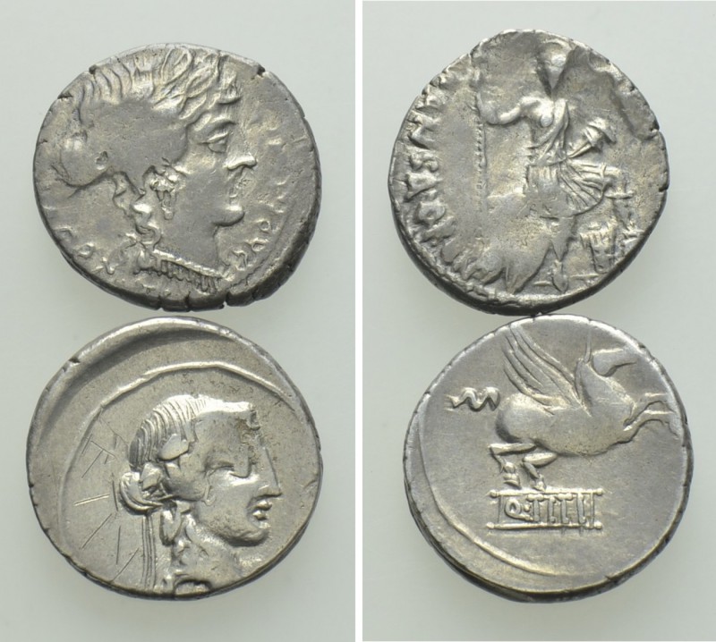 2 Roman Republican Coins. 

Obv: .
Rev: .

. 

Condition: See picture.
...