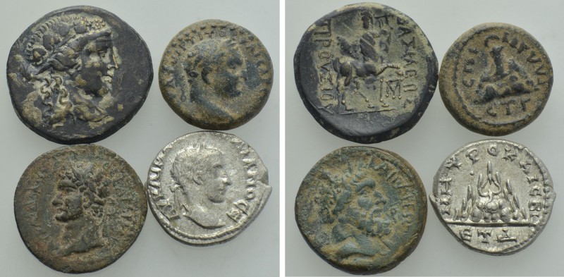 4 Roman Provincial and Greek Coins. 

Obv: .
Rev: .

. 

Condition: See p...