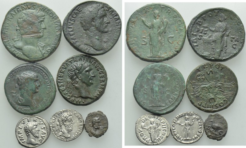 7 2nd Century Roman Coins. 

Obv: .
Rev: .

. 

Condition: See picture.
...