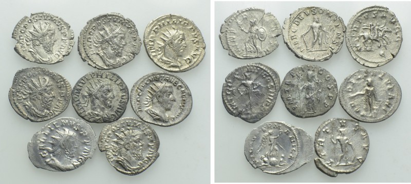 8 Roman Antoniniani. 

Obv: .
Rev: .

. 

Condition: See picture.

Weig...
