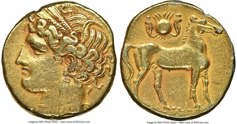 ZEUGITANA. Carthage. Time of First Punic War, ca. 264-241 BC. EL trihemistater (...