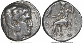 MACEDONIAN KINGDOM. Alexander III the Great (336-323 BC). AR tetradrachm (26mm, 17.07 gm, 6h). NGC Fine 4/5 - 4/5. Sardes, under Antigonus I Monophtha...
