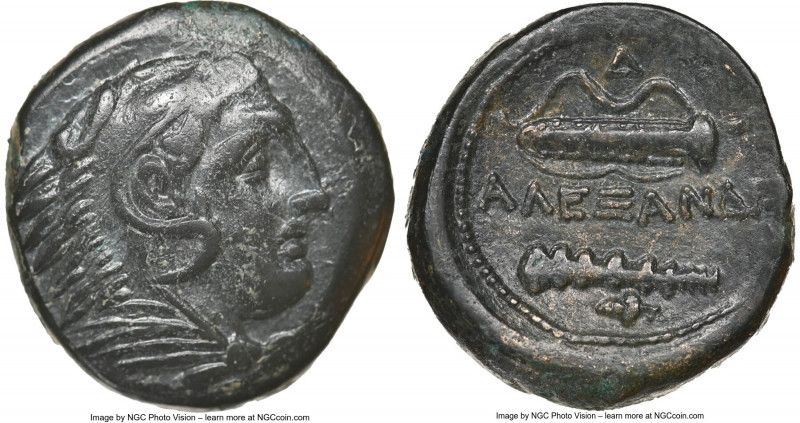 KINGDOM OF MACEDON. Alexander III (336-323 BC). AE unit (19mm, 5h). NGC XF. Late...