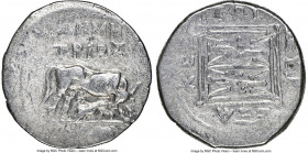 ILLYRIA. Dyrrhachium. Ca. 3rd-1st centuries BC. AR drachm (17mm, 3.22 gm, 11h). NGC Choice VF 4/5 - 4/5. Ca. 250-200 BC. Demetrius and Exacestus, magi...