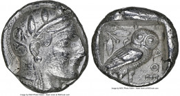 ATTICA. Athens. Ca. 465-455 BC. AR tetradrachm (23mm, 17.14 gm, 10h). NGC AU 4/5 - 3/5, edge cut. Head of Athena right, wearing crested Attic helmet o...