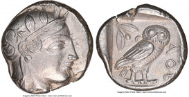 ATTICA. Athens. Ca. 455-440 BC. AR tetradrachm (24mm, 17.13 gm, 8h). NGC AU 4/5 - 4/5. Early transitional issue. Head of Athena right, wearing crested...
