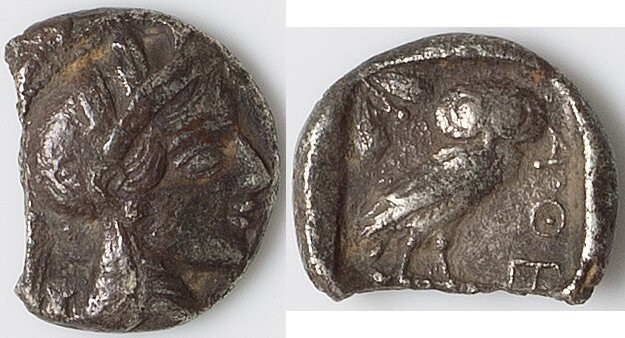 ATTICA. Athens. Ca. 450-404 BC. AR drachm (15mm, 2.59 gm, 9h). VF, chopped. Head...