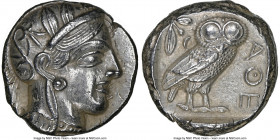ATTICA. Athens. Ca. 440-404 BC. AR tetradrachm (22mm, 17.19 gm, 4h). NGC Choice AU 5/5 - 4/5. Mid-mass coinage issue. Head of Athena right, wearing ea...