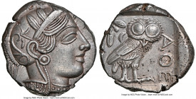 ATTICA. Athens. Ca. 440-404 BC. AR tetradrachm (24mm, 17.18 gm, 9h). NGC Choice AU 5/5 - 4/5. Mid-mass coinage issue. Head of Athena right, wearing ea...