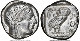 ATTICA. Athens. Ca. 440-404 BC. AR tetradrachm (23mm, 17.16 gm, 1h). NGC Choice AU 5/5 - 4/5. Mid-mass coinage issue. Head of Athena right, wearing ea...