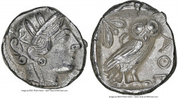 ATTICA. Athens. Ca. 440-404 BC. AR tetradrachm (25mm, 17.12 gm, 7h). NGC Choice AU 5/5 - 3/5. Mid-mass coinage issue. Head of Athena right, wearing ea...